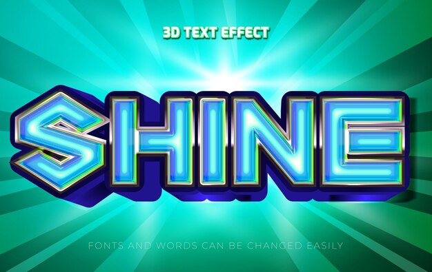 Shine 3d editable text effect style