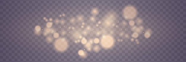 Shining bokeh isolated on transparent background Light glare and lights