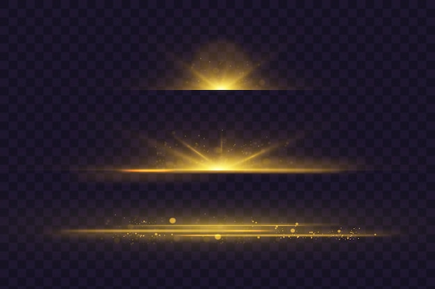 Shining golden stars isolated on transparent backgroundEffectsglarelinesglitterexplosionlight