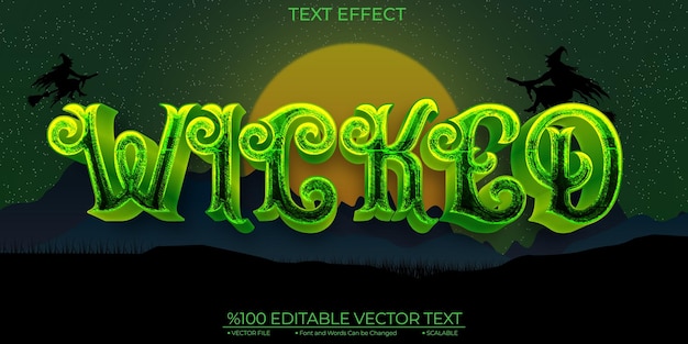 Shiny Cartoon Green Wicked Editable and Scalable Template Vector Text Effect