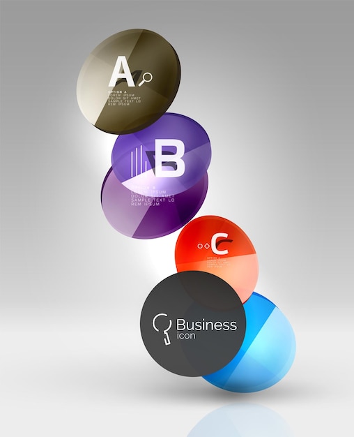 Shiny circles with text in 3d space vector abstract background