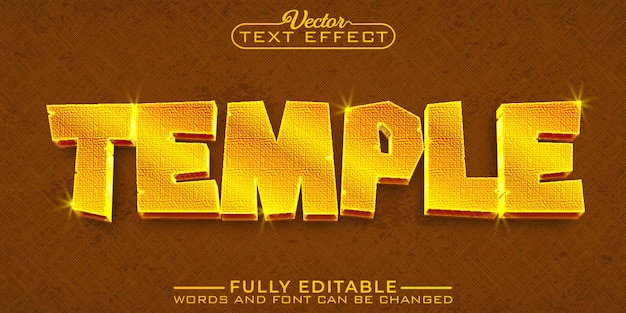 shiny golden temple vector editable text effect template