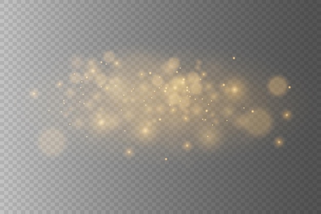 Shiny particles and lights on a transparent background