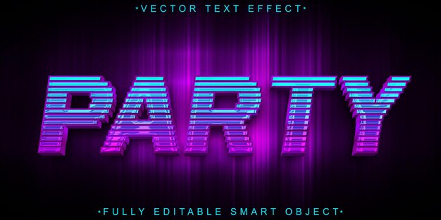 shiny party vector fully editable smart object text effect