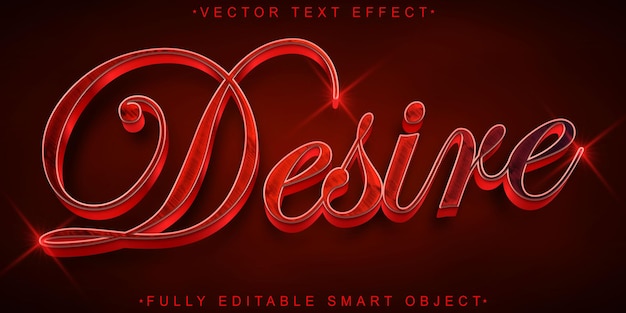 Shiny Red Desire Vector Fully Editable Smart Object Text Effect