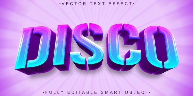shiny retro disco vector fully editable smart object text effect