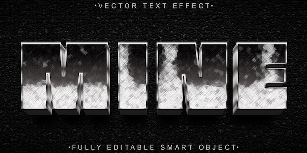 shiny silver mine vector fully editable smart object text effect
