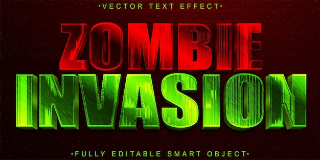 shiny zombie invasion vector fully editable smart object text effect