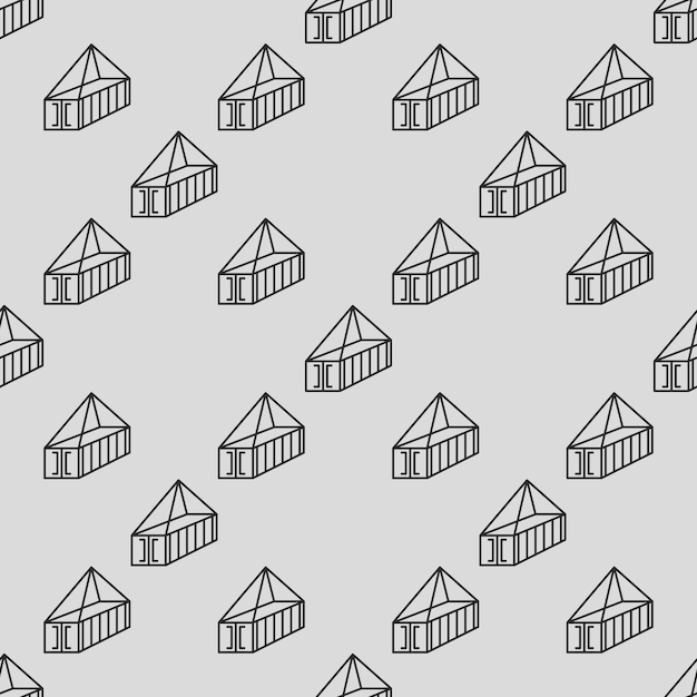 shipping container vector simple seamless pattern in clean line style