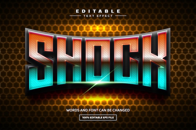 Shock 3D editable text effect template