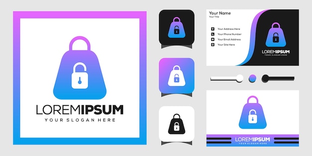 shop and lock modern logo design