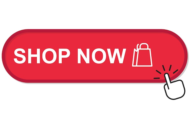 Shop now. Online shopping, cursor arrow click to buy. Vector illustration