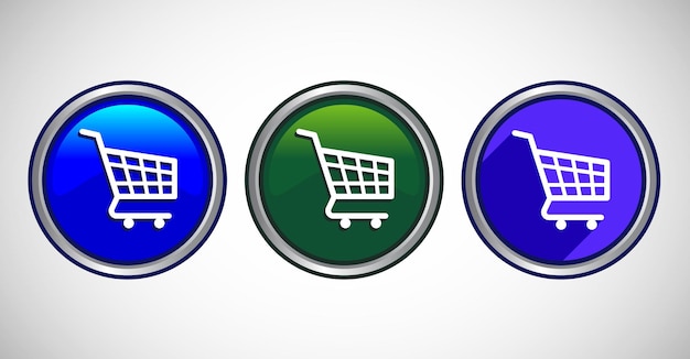 Shopping Cart Icon Button Set Design Illustration