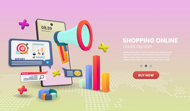 Shopping online on mobile phone. Online delivery service
