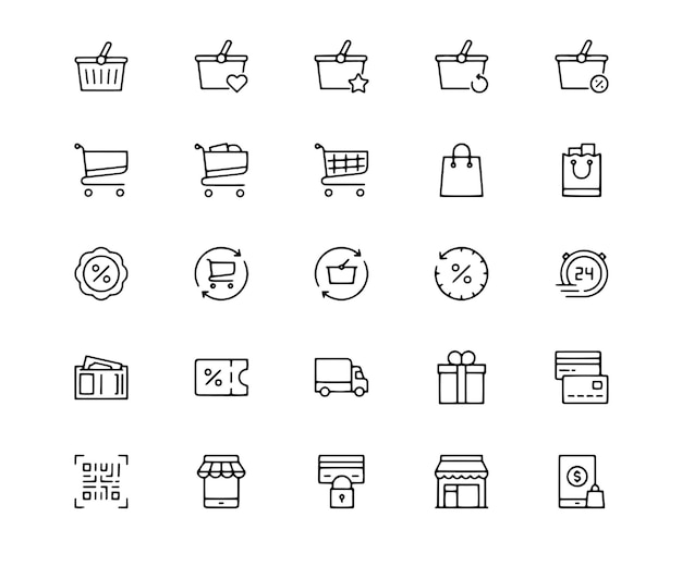 Shopping Vector Style Editable Stroke Thin Line Icons