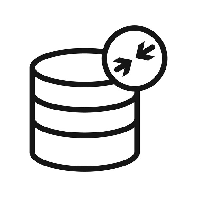 Shrink database icon Black line art vector logo