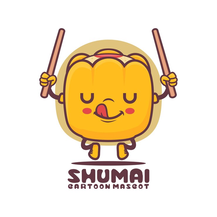 Vektor shumai cartoon mascot asian famous food vector illustration