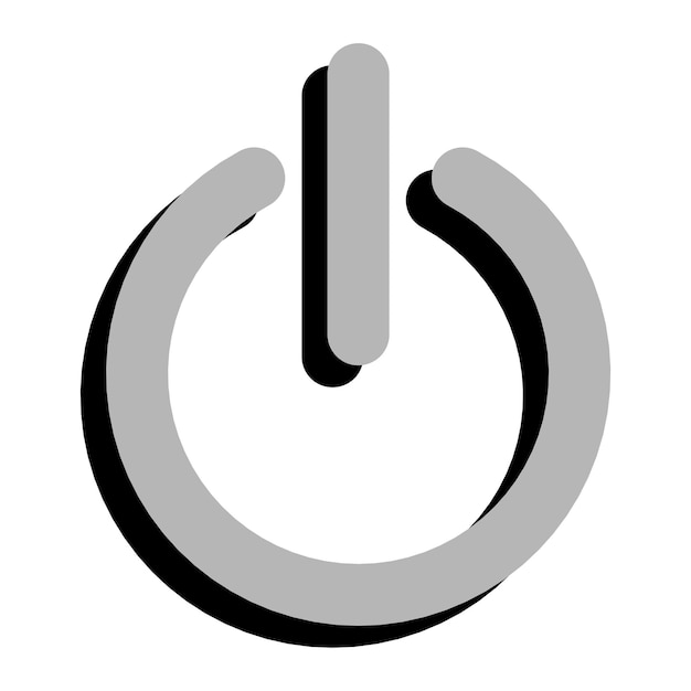 shutdown icon button with shadow power turn off button