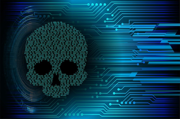 siber hacker saldırısı arka planı kafatası vektörü