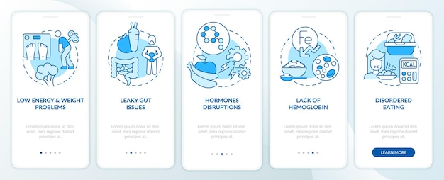 Side effects of veganism blue onboarding mobile app screen
