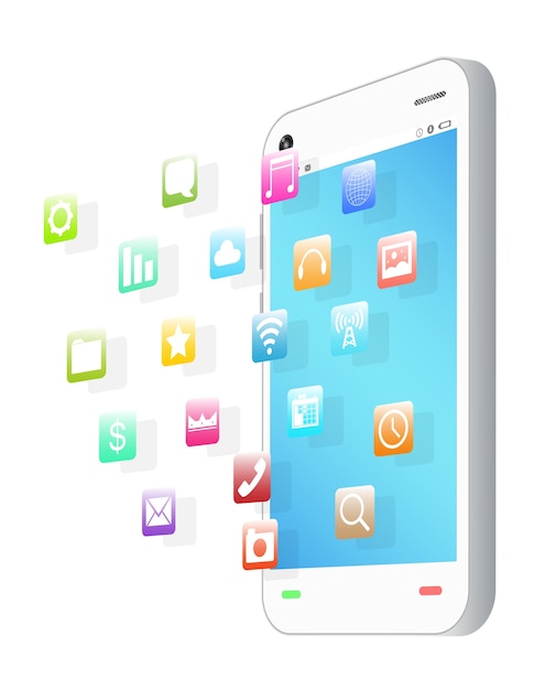 side view of smartphone with floating application icon