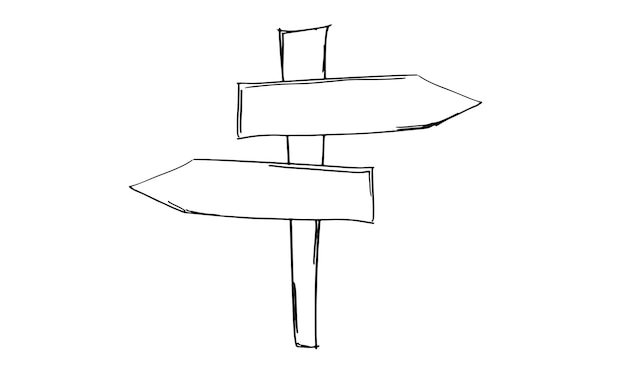 sign arrow two way direction mockup decision drawing black color symbol navigator element street guide road sign street progress communication post black color choice message arrow sign shape design