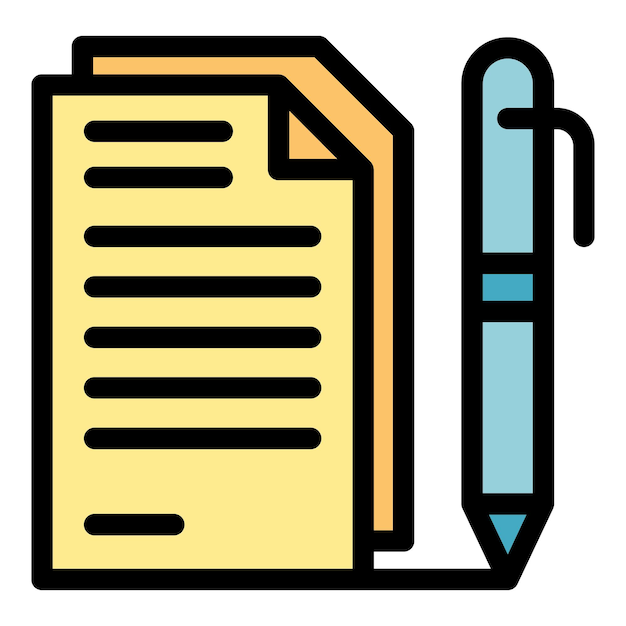 Sign docs icon Outline sign docs vector icon color flat isolated