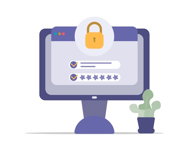 Sign in page on computer screen. Desktop computer with login form and sign in button. User account.