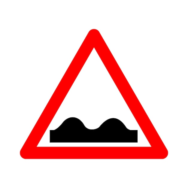 Sign uneven road Warning sign rough road Red triangle sign Road that irregularities Road sign