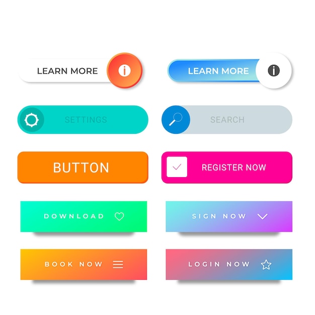 Sign Up and Sign In Button Set Flat Design on White Background