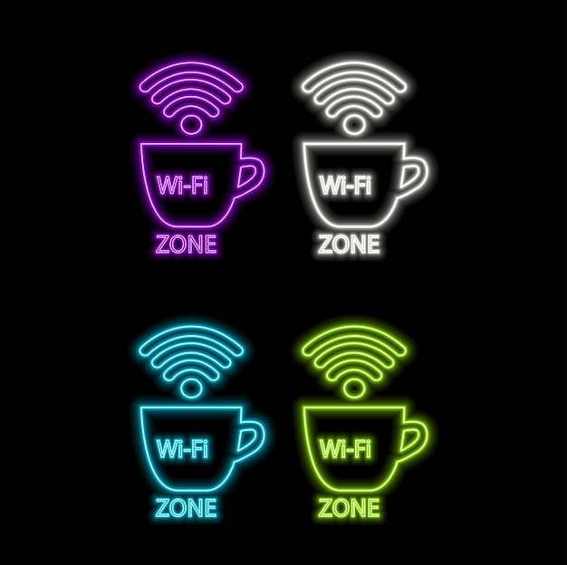 Signage free wifi neon illuminated Vector