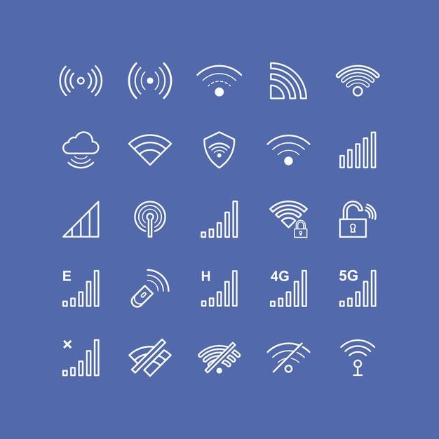 Signal icons set flat vector template