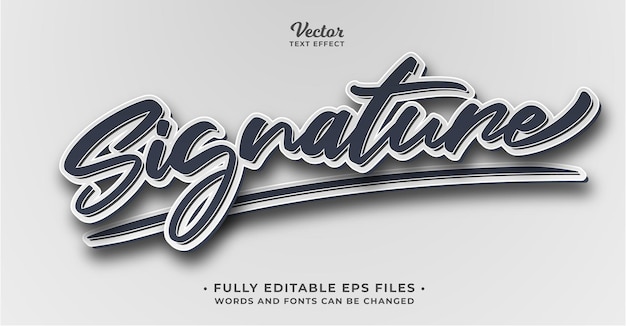 signature minimalist white and black text effect editable eps cc