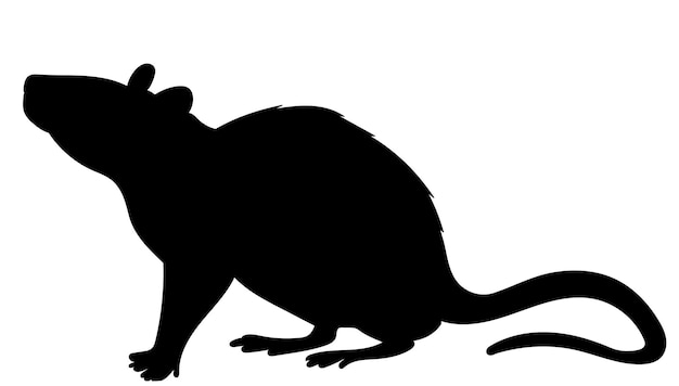 Silhouette mouse, rat white background, isolated, vector