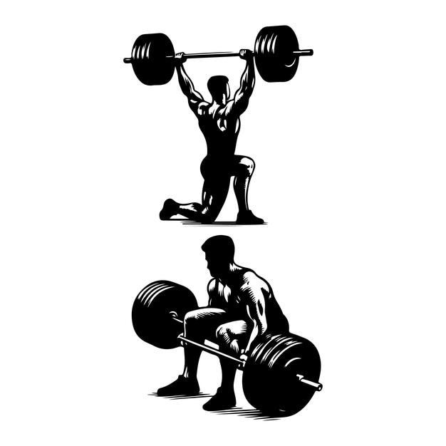 Silhouette set of weightlifter