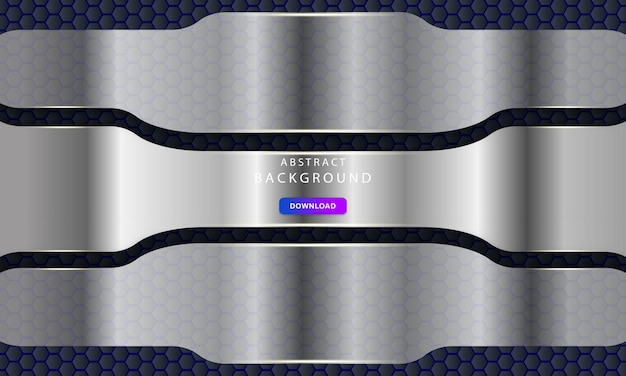 silver abstract dimension on hexagon pattern background. texture with silver list decoration.