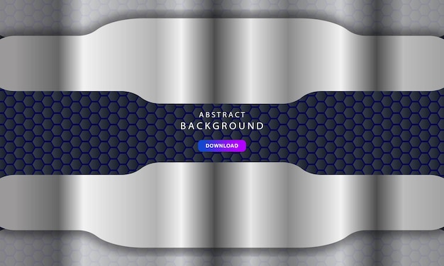 silver abstract dimension on hexagon pattern background. texture with silver list decoration.