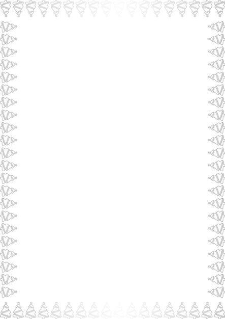 Silver Christmas tree frame Festive greeting template with Christmas tree elements Bright border