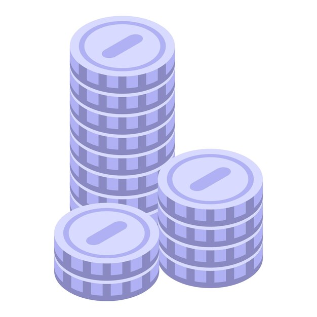 Silver coin stack icon isometric vector Money currency Pound treasure