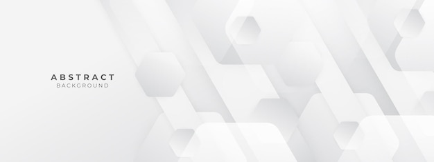 silver color square pattern on banner with shadow abstract white and grey color geometric background with copy space