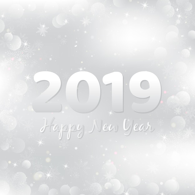 Silver Happy New Year 2019 Background