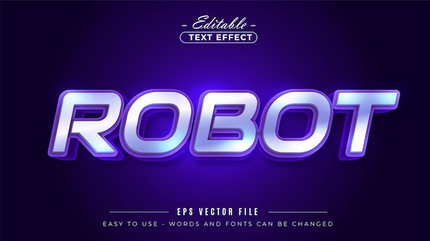 Silver neon robot editable text effect