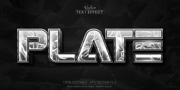 Silver text effect editable shiny silver color plate text style on dark grunge textured background