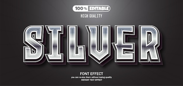 Silver text effect Editable text effect