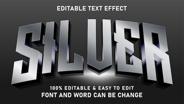 Silver text effect with modern and elegant 3d luxury style that can be edited