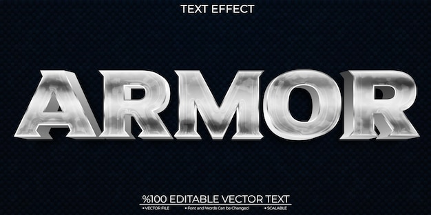 silver text shiny armor template editable 3d vektor text effect