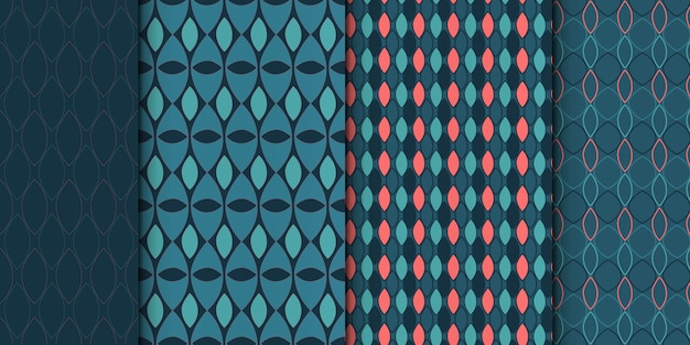 Simple abstract geometric seamless pattern set. 
