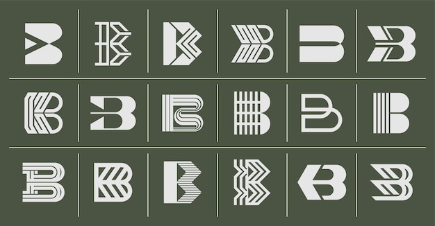 Simple abstract monogram letter B logo design set
