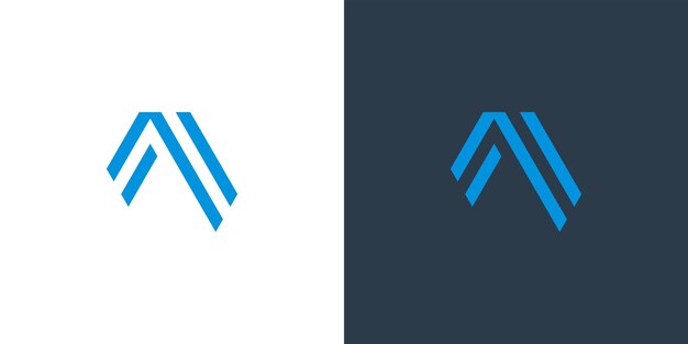 simple abstract mountain with blue line