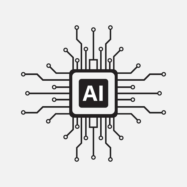 Simple AI Microchip illustration